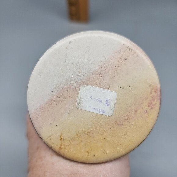 Soap Stone Candle Holder Twisted African Print Made In Kenya Colorful 7" - Picture 4 of 4